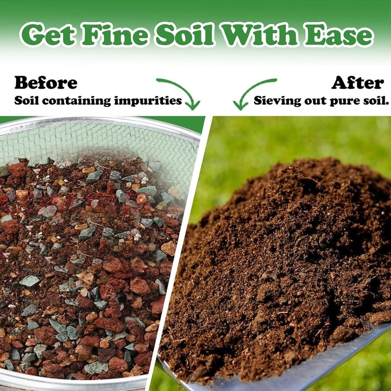 moonateen Soil, Sand, and Compost Sifter for Gardening – Sieve for Rocks, Dirt, and Organic Material – Fits 5-Gallon Buckets-3/8 in Aperture - Image 4
